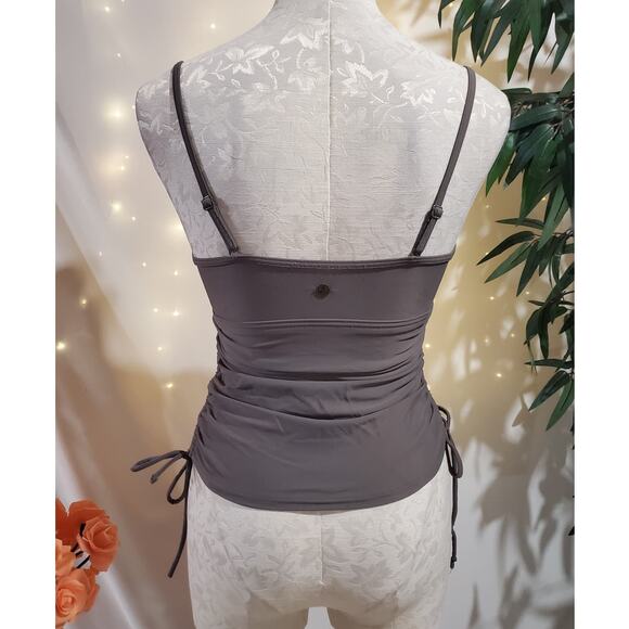 PrAna Moorea Ruched Tankini Swim Top Womens Size XS Side Tie Gray Adjustable - Picture 3 of 9